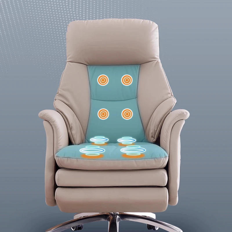 كرسي مريح للتدليك الكهربائي من الجلد، تسخين مريح، كرسي مكتب كمبيوتر مستقر، كراسي ألعاب كرسي بذراعين