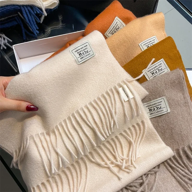 

Luxury Brand 100% New Soft Solid Warm Wool Scarf Winter Versatile Knitting Couple Pashmina Thick Blanket Shawls And Warps Scarf