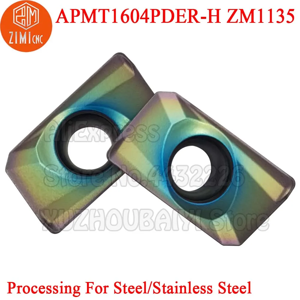 10 قطعة APMT1604PDER-H ZM1135 APMT1604PDER H APMT 1604 160408pder H ملاحق تفريز من الكربيد CNC قاطعة المطحنة BAP 400R فهرسة millin