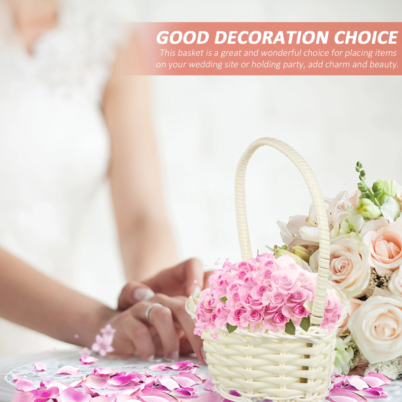 

10pcs Woven Flower Bridal Baskets Plastic Small Wicker for Wedding Party Decorations Beautiful Fruit Bowl Basket Storage