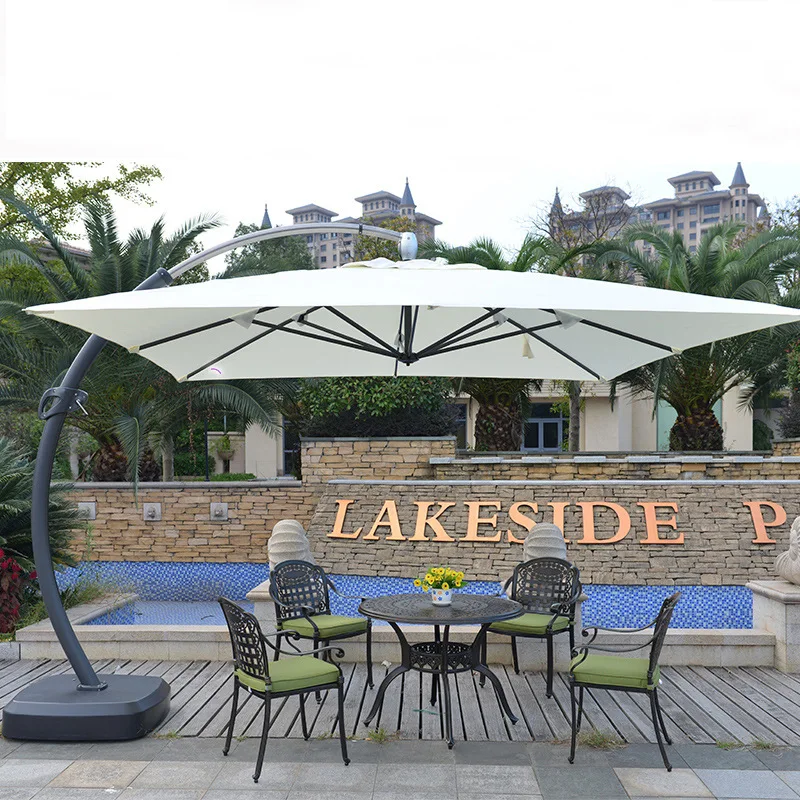 Outdoor umbrella Courtyard umbrella Shade outdoor beach garden Leisure family villa Large curved pole umbrella Double