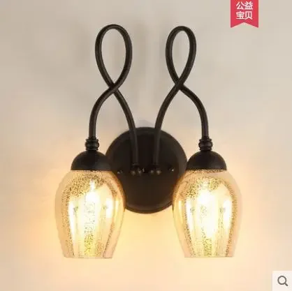 

American wall lamp living room TV background wall double head glass bedroom creative design staircase aisle lamps