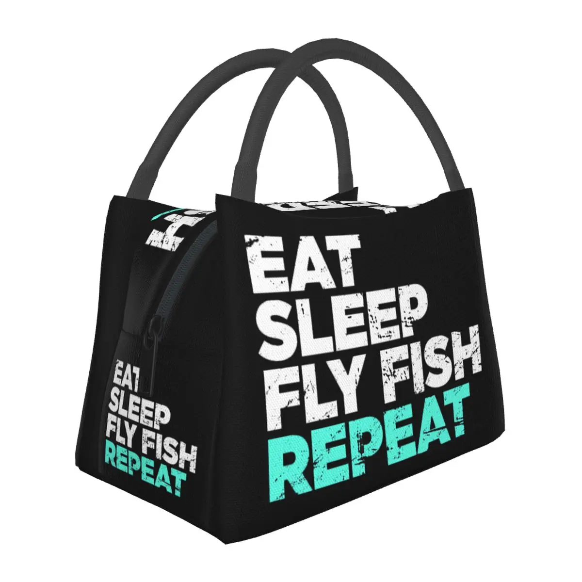 Eat Sleep Fly Fish Fly Fishing Graphic Lightweight Handheld Insulated Lunch Bag Large Capacity for Adults Students Travel Picnic