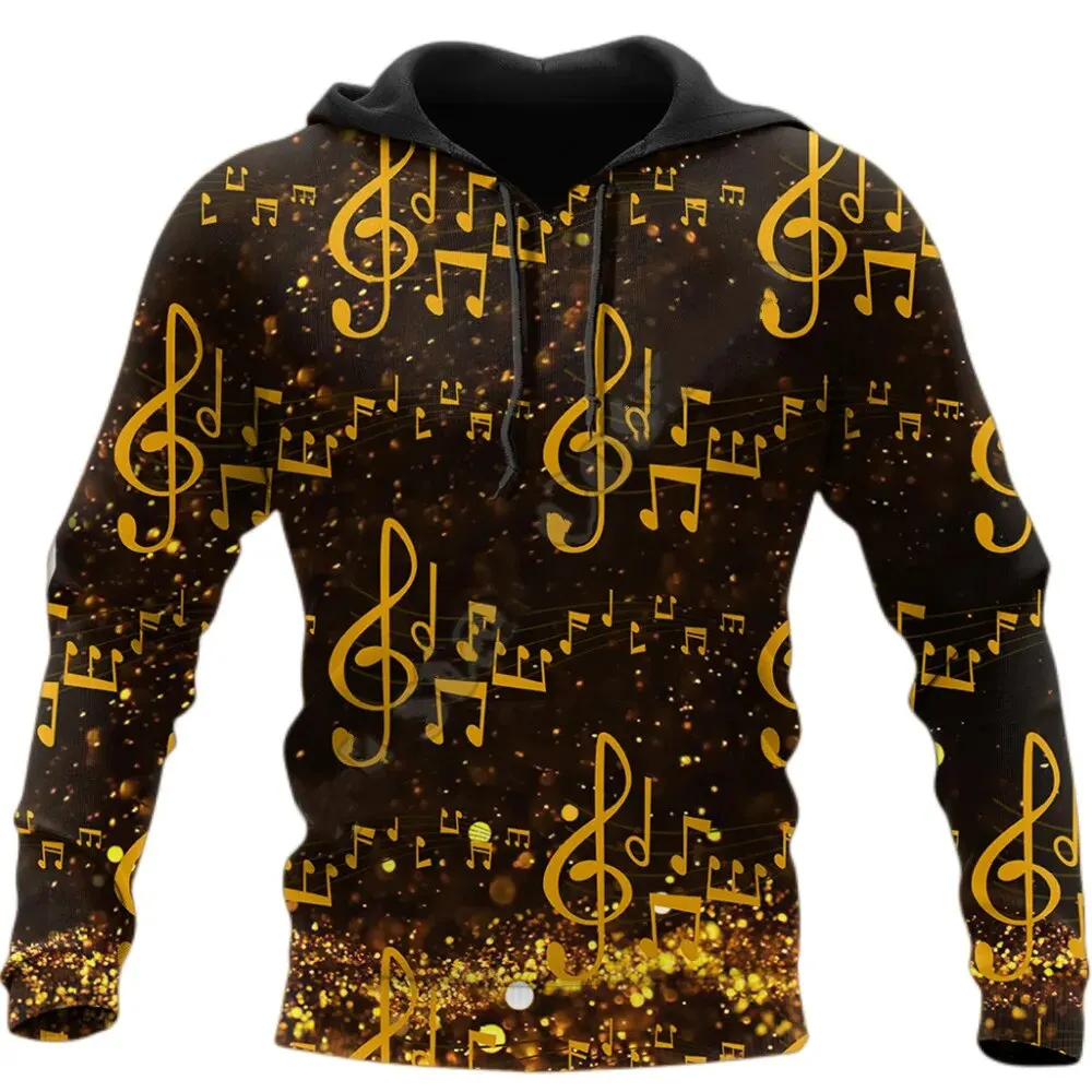 Piano instrument 3D printed hoodie new spring and autumn fashion unisex men\'s pullover note printed hip-hop oversized top