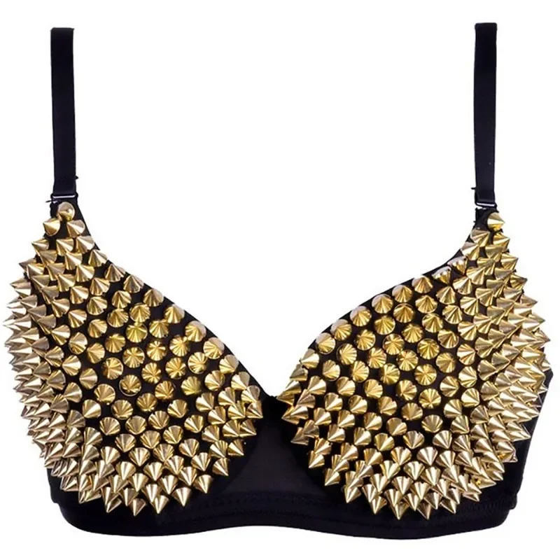 Customized Rivet Simple Waist Strap U-shaped Underwear Bra Rock Gothic Punk Nightclub Pole Steel Hoop Gather Belly Dance Bra