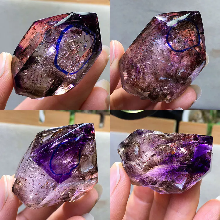 

l Crystal Skeleton Stf Pendant Gift Fla Diamond Water Drop Pendant One Picture One Item Super Seven Purple Hair