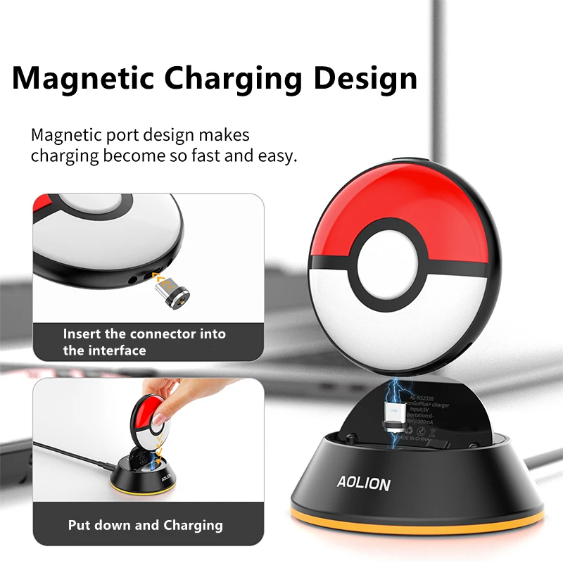 المغناطيسي شاحن محول ل Pokemon الذهاب زائد RGB الملونة ضوء شحن حامل حامل شحن حوض محطة ل Pokemon الذهاب زائد
