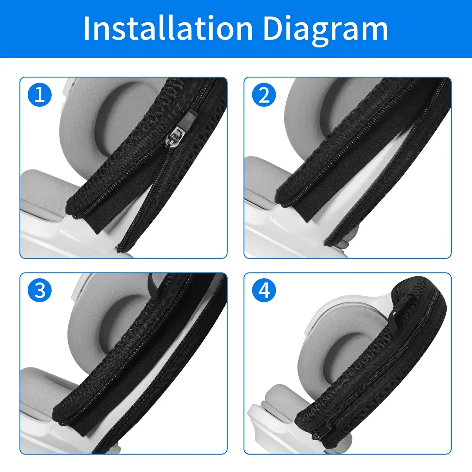 

Zipper Headband Protector Cushion Suitable for Razer Kraken V1 Razer Kraken USB7.1 Pro Headsets Anti-collision And Anti-touch