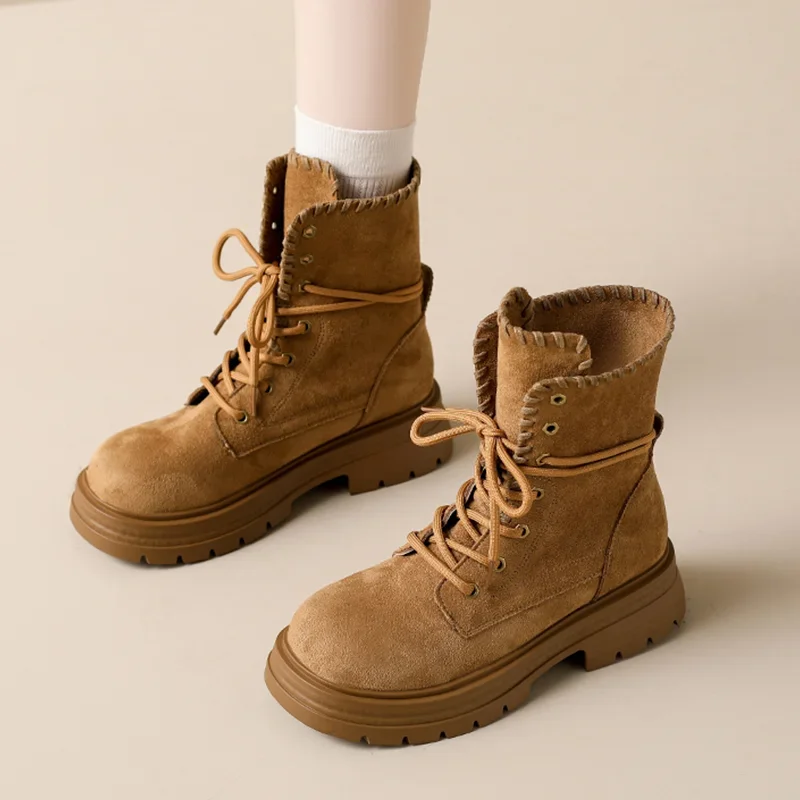 

Ankle Boots for Women Flats Fashion Mid Heels Shoes Winter Chelsea Boots New Trend Walking Suede Comfort Sport Mujer Botas