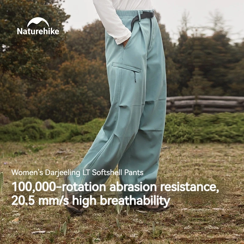 Naturehike 2026 Women Fleece-Lined Softshell Trousers Polyester Paratrooper-Style Pants Loose Outdoor Durable Water Repellent
