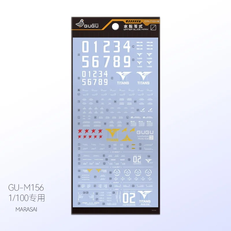 GUGU Decal GU‑M156 High Precision Waterslide Decal for MG 1/100 RMS‑108 Marasai Hobby DIY Detail Modified Accessories