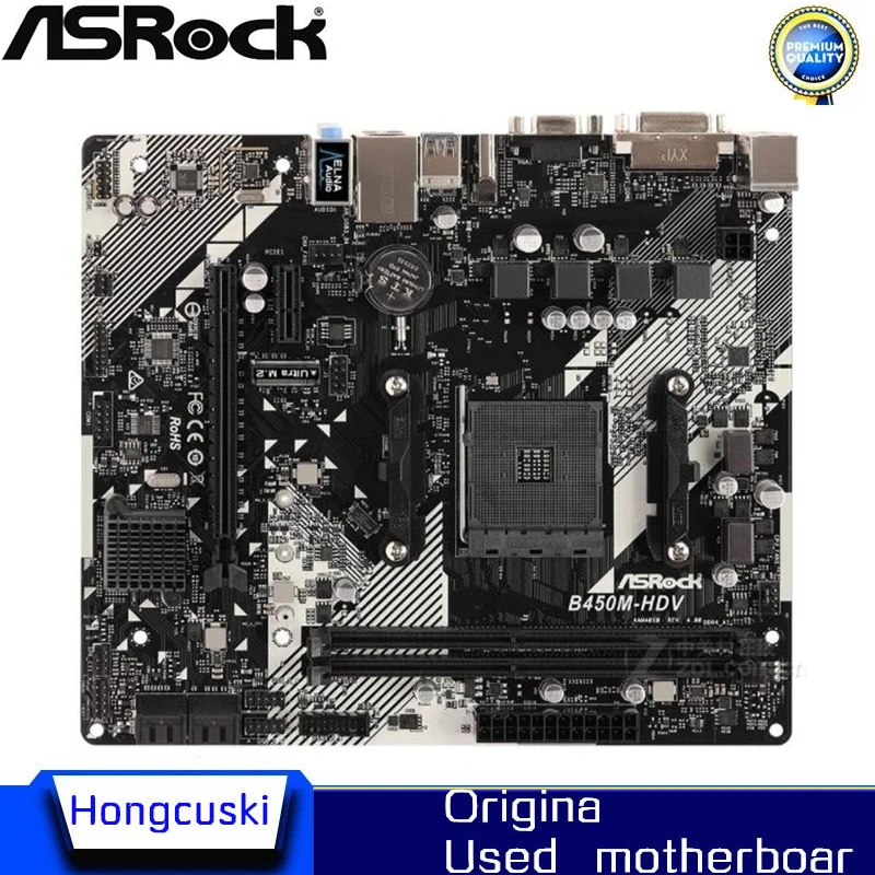 

For ASROCK B450M-HDV Used original motherboard Socket AM4 DDR4 B450 Desktop Motherboard