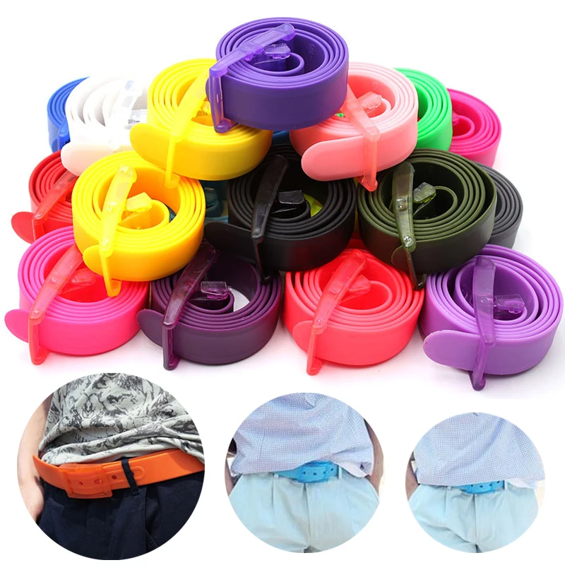 

Candy Colors Eco-Friendly Plastic Belt Unisex Silicone Rubber Belt Korean Style Smooth Buckle For Women Men