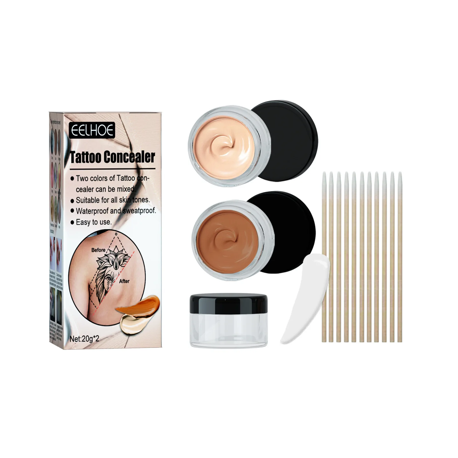 Tattoo Concealer 2-Colored Toned Waterproof Cover Scar Birthmarks Cream Makeup Tattoo concealer MPwell