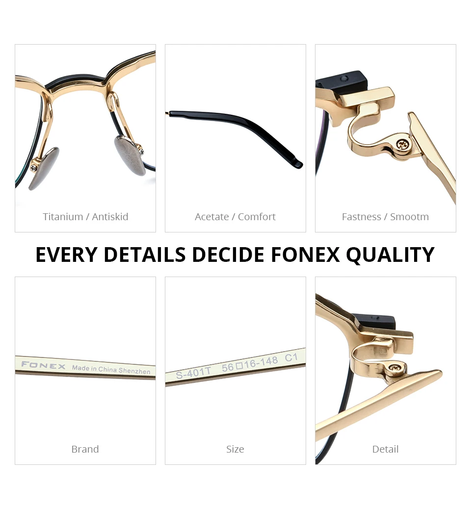 FONEX Titanium Glasses Frame Men Brand Design Flip Square Eyeglasses Frame Flip-up High Quality Japanese Ultralight Eyewear 401T