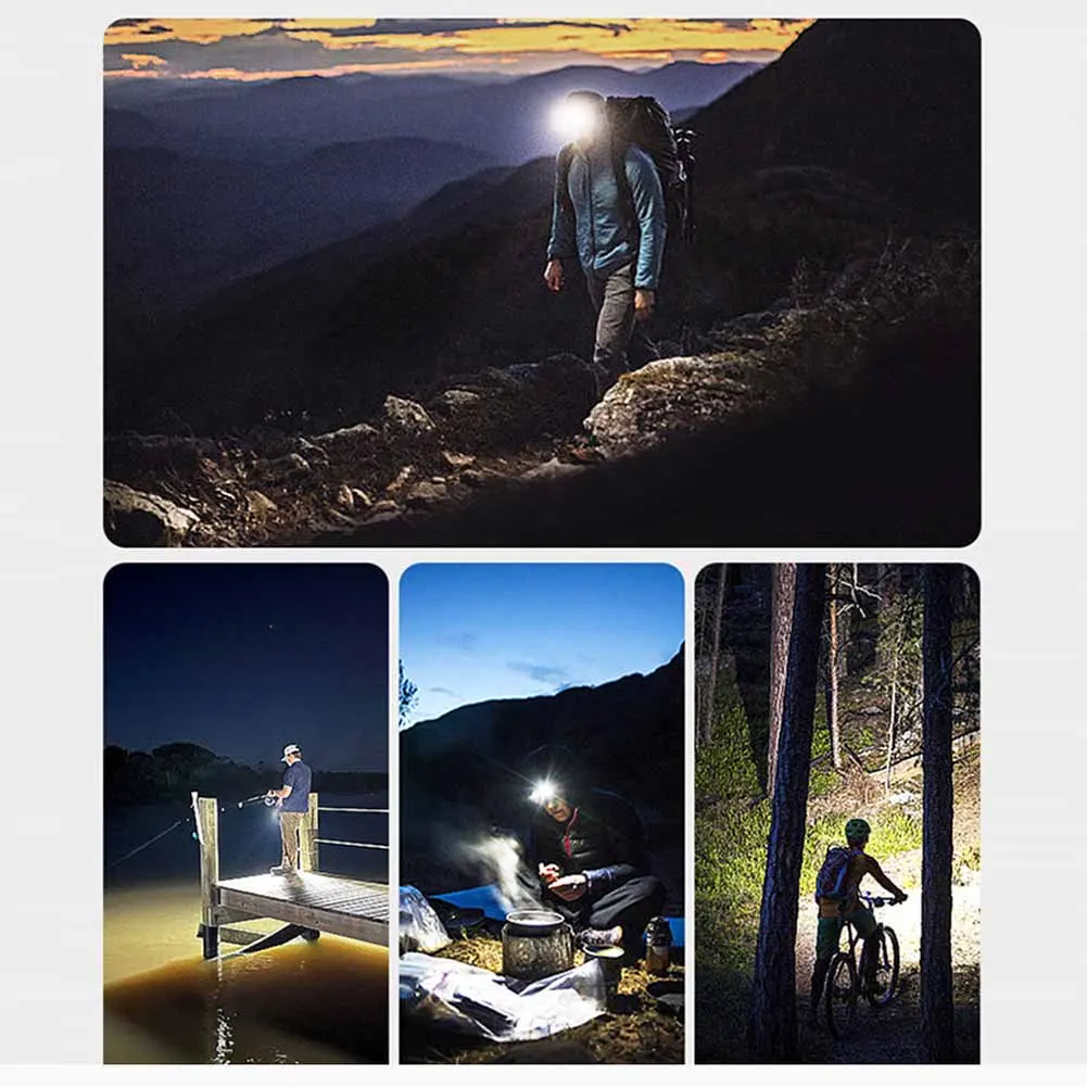 Potente linterna frontal LED con Sensor de movimiento, linterna frontal COB recargable de 1200mAh de alta potencia para pescar