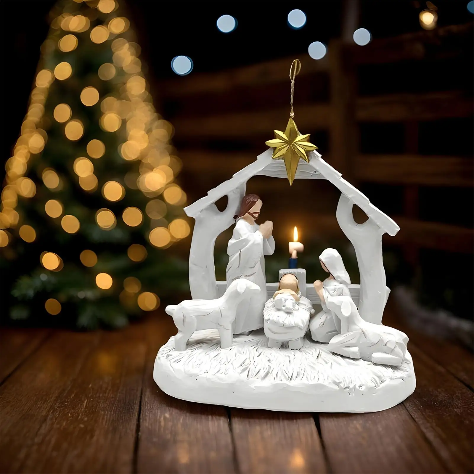 Nativity Scene Religious Manger Figures Manger Scene Nativity Christmas Decorations For Indoor Desk Shelf Bedroom Living Room