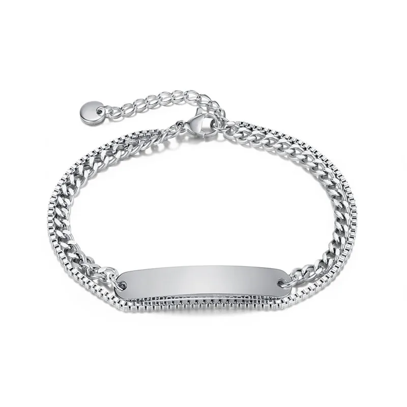 

Classic Jewelry Titanium Steel Bracelet Double Layer Chain Bracelet With Adjustable Extender Chain Versatile Jewelry