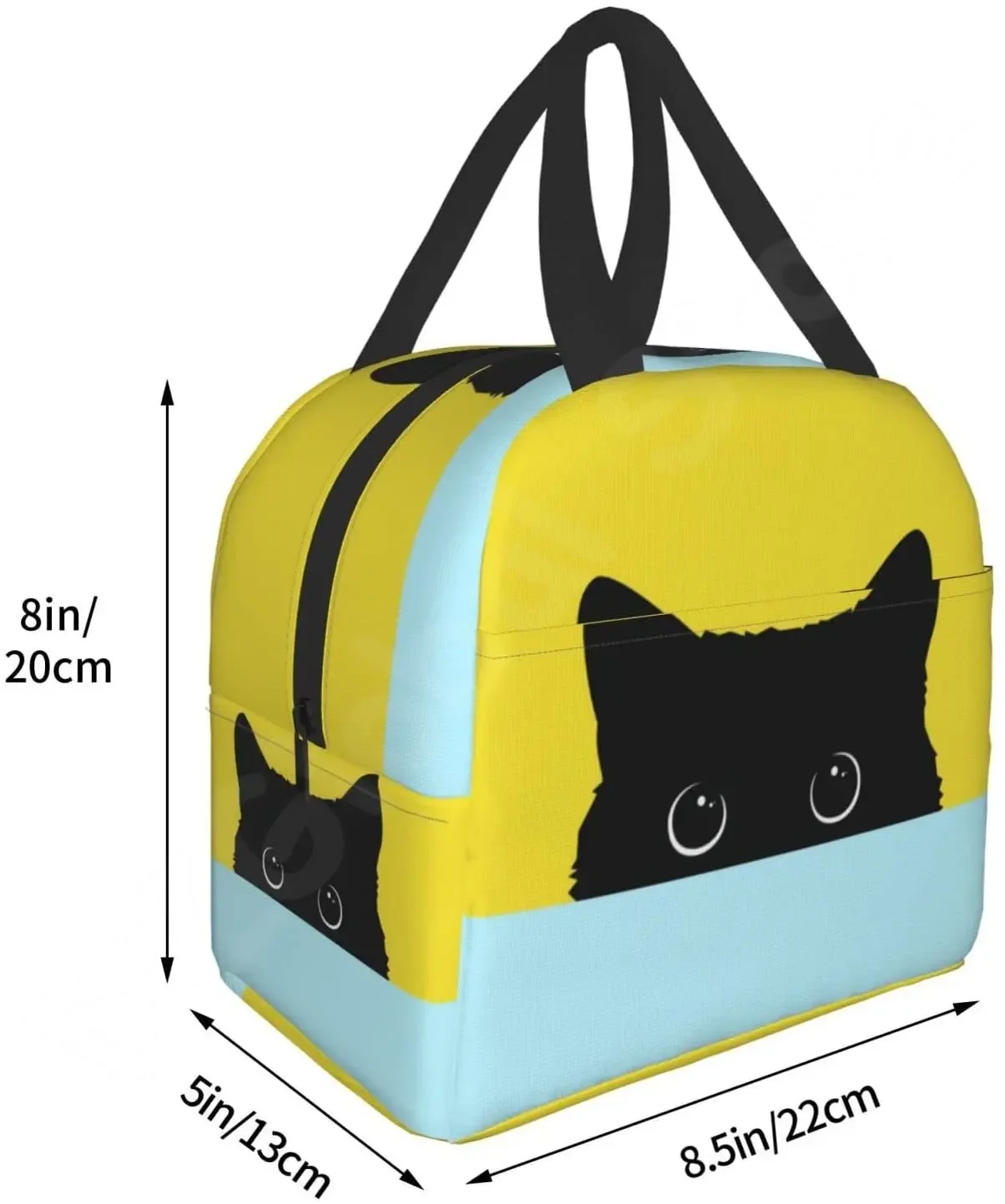 Cat Insulated Lunch Bag Reusable Cooler Thermal Tote Bag with Front Pocket for Women Men Travel Work Hiking Picnic Lunch Box