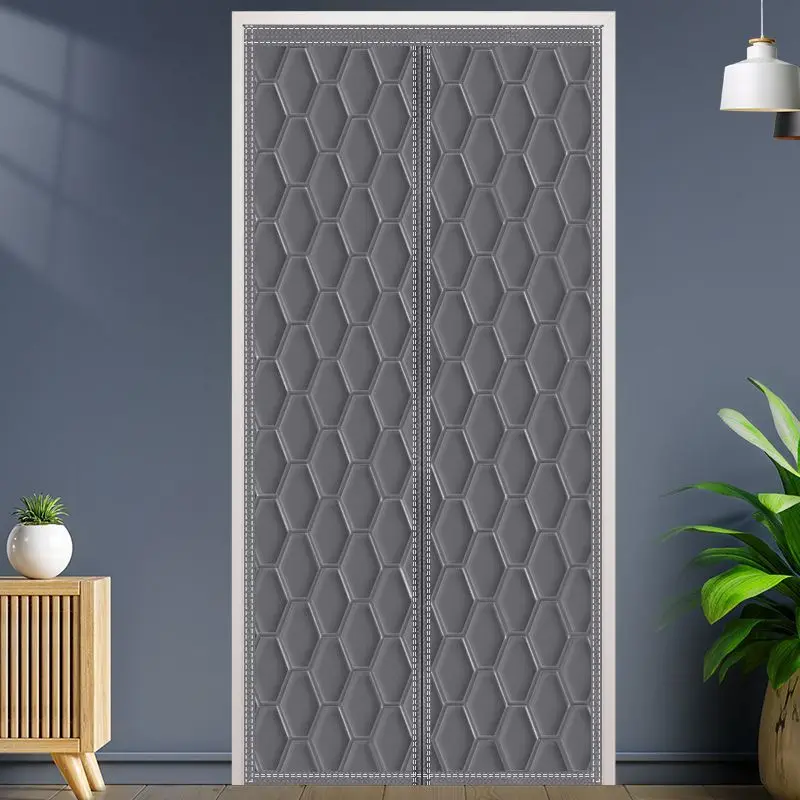 Winter Thickened Cotton Door Curtains for Household Warmth Cold Resistance Self Priming and Non Perforated Partition Curtains