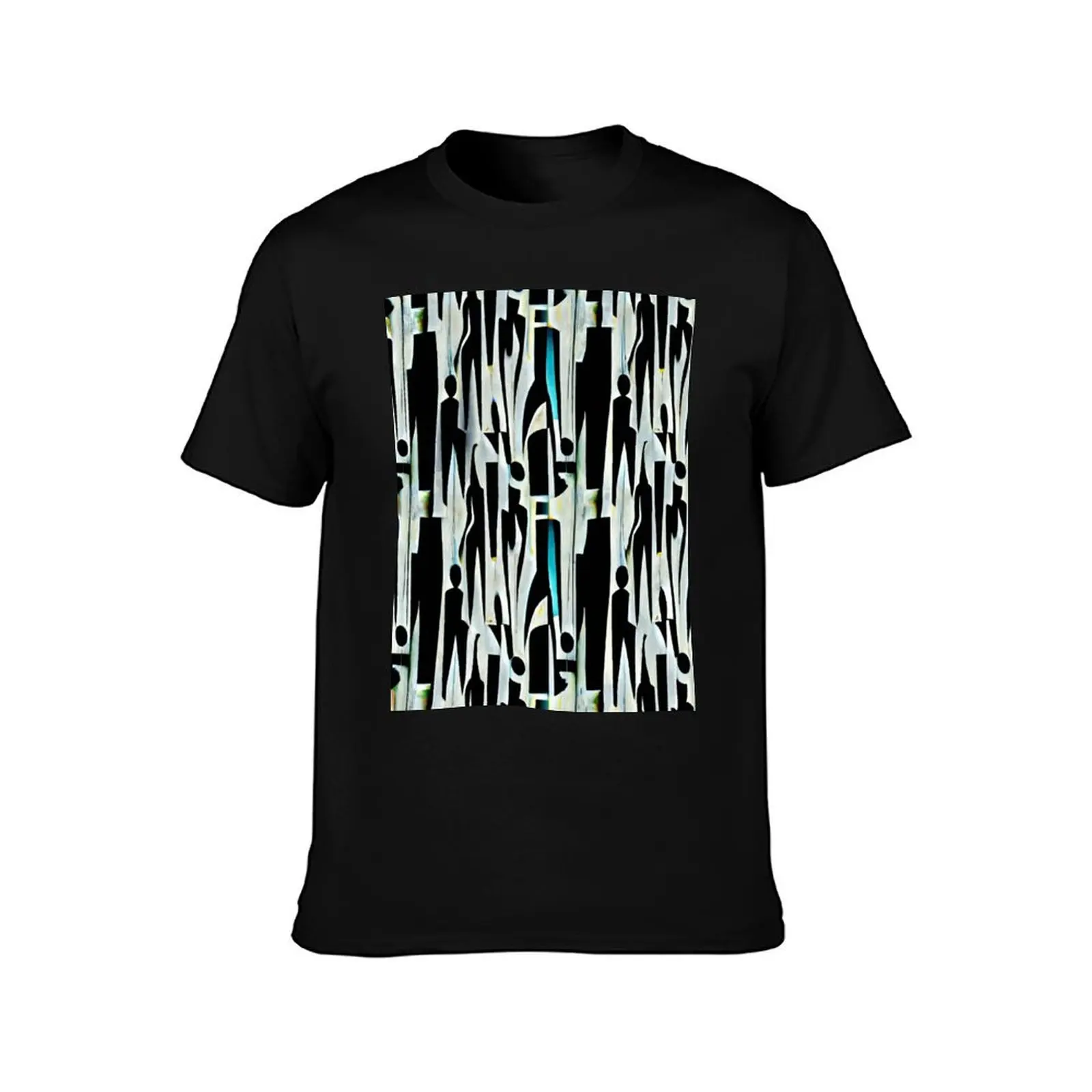 Modern Silhouette Abstract Pattern T-Shirt Functional Casual Short Sleeve Tee
