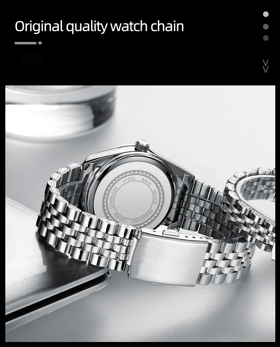 CHENXI 004D Männer Quarz Uhren Luxus Edelstahl Wasserdicht Leucht Datum Casual Armbanduhr für Männer – Detail 10