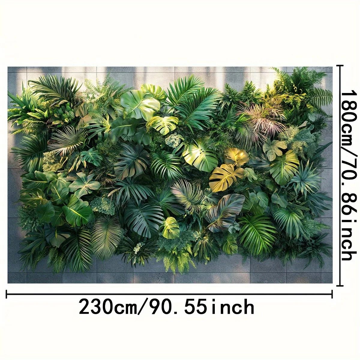 1 لافتة خلفية الغابة الاستوائية مع أوراق خضراء مميزة وتصميم أوراق حية - مناسبة لأعياد الميلاد والعطلات والحفلات