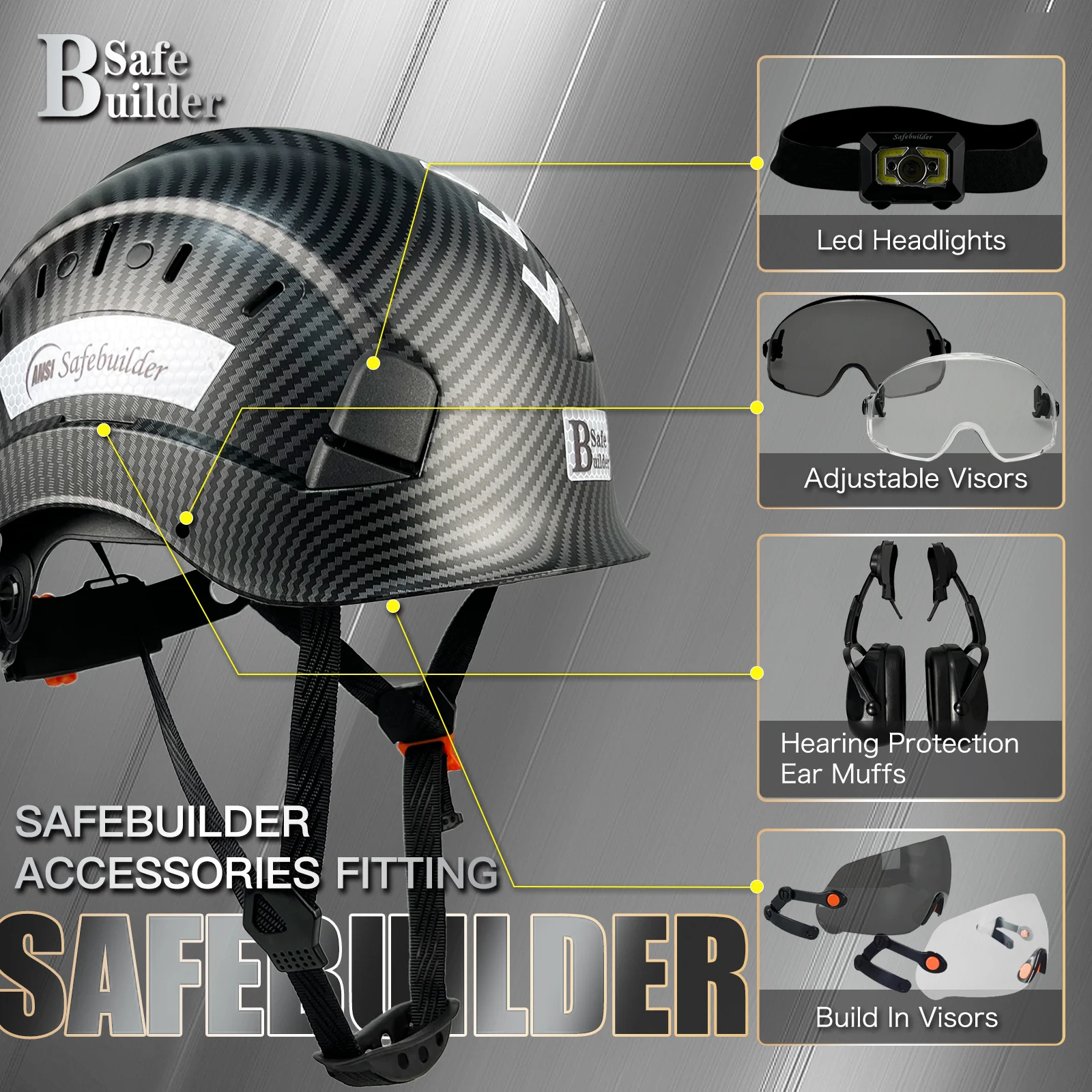 Construction Safety Helmet ABS Hard Hat Adjustable Ventilation System Hardhats Industrial Work Head Protection ANSI/ISEA Z89.1 image 5