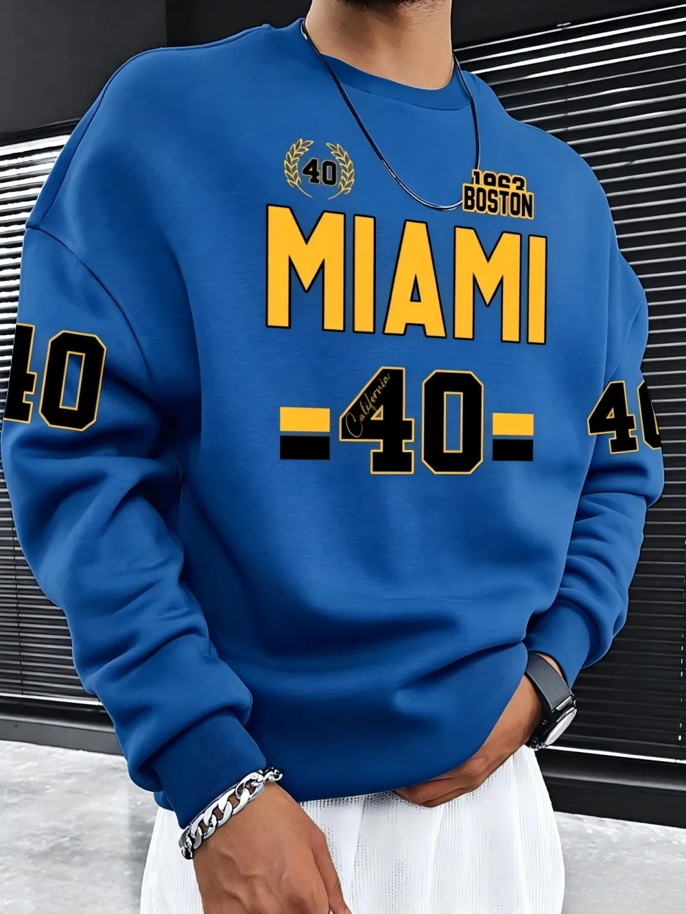 Amerikanisches Retro-Herren-T-Shirt für den Herbst, mit Boston-Motiv, weich und bequem, Rundhalsausschnitt, lange Ärmel, ideal als Sportoberteil für den Außenbereich. – Detail 10