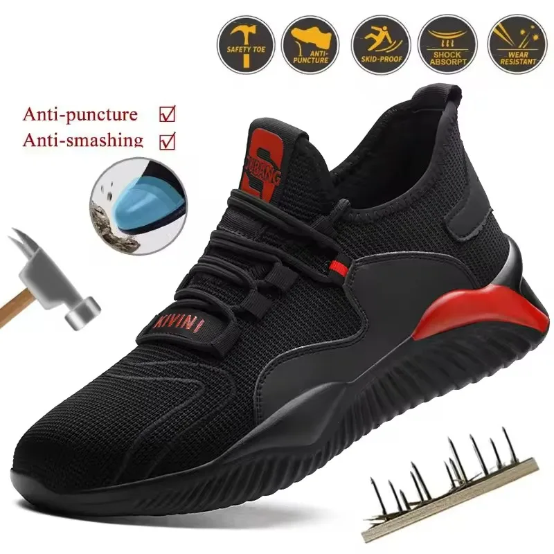 

Work Men Safety Shoes Indestructible Steel Toe Shoes Puncture-Proof Anti-Smash Boots Protective Safety Boots Breathable Sneakers