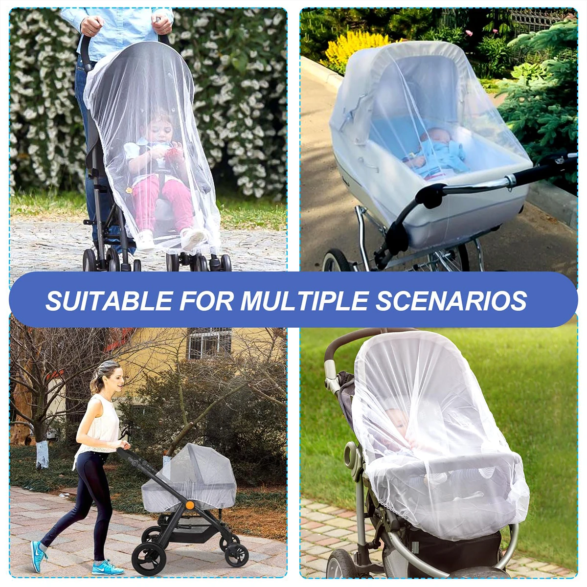 

1.5m Baby Stroller Full-covered Mosquito Net High-density Home Stroller Portable Travel Breathable Excellent