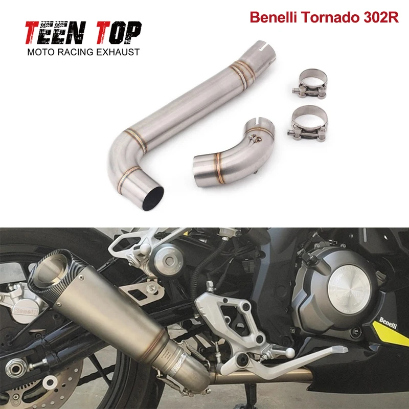 

For Benelli Tornado 302R 252R Middle Link Pipe Motocross Exhaust Decat Pipe 252R Motorcycle Escape Moto Mid Connect Tube 51mm