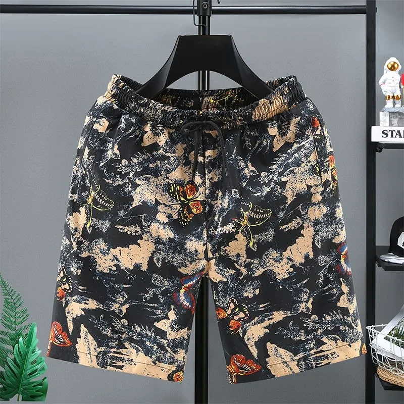 Men's Five-Point Shorts Ice Silk Quick-Dry Summer Beach Loose Camouflage Trendy Handsome Student Style Casual Wear
