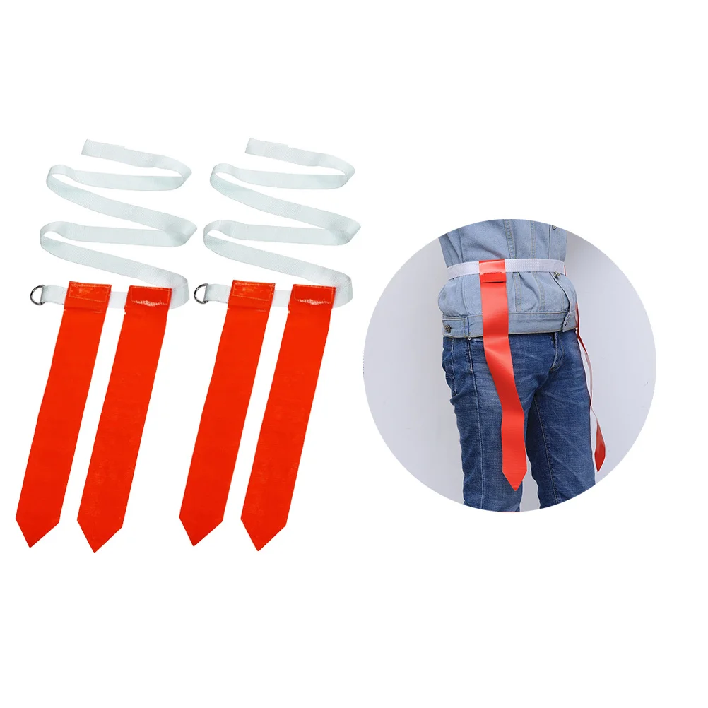 4 pcs American Football Waist Flag Belt For Kids Premium Nylon Rugby Training Accessory Capture The Flag Streamer With 2 Red