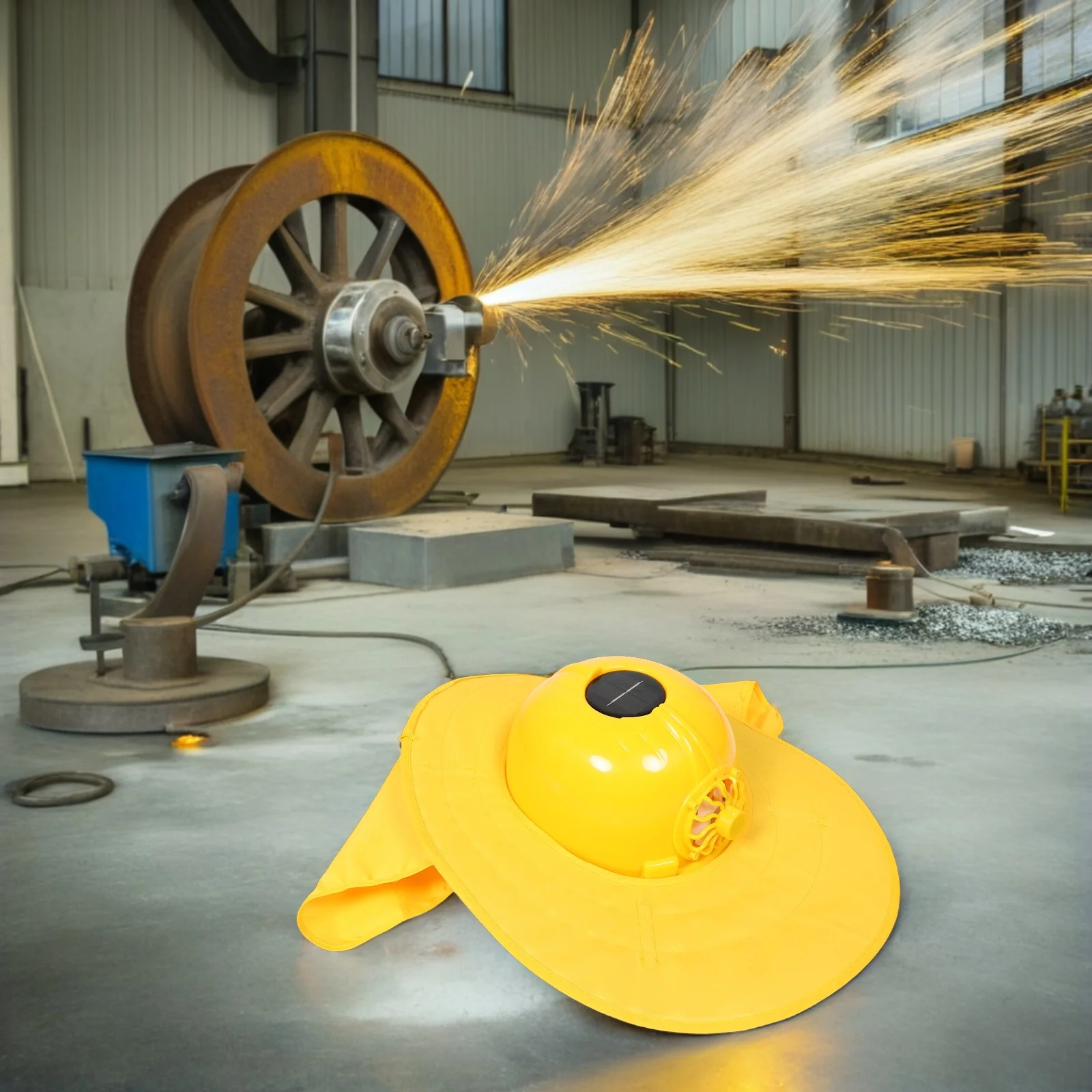 

1Set Solar Powered Fan Hard Hat Impact Resistant Wide Brim Sun Protection with Neck Cover for Summer Outdoor Fishing