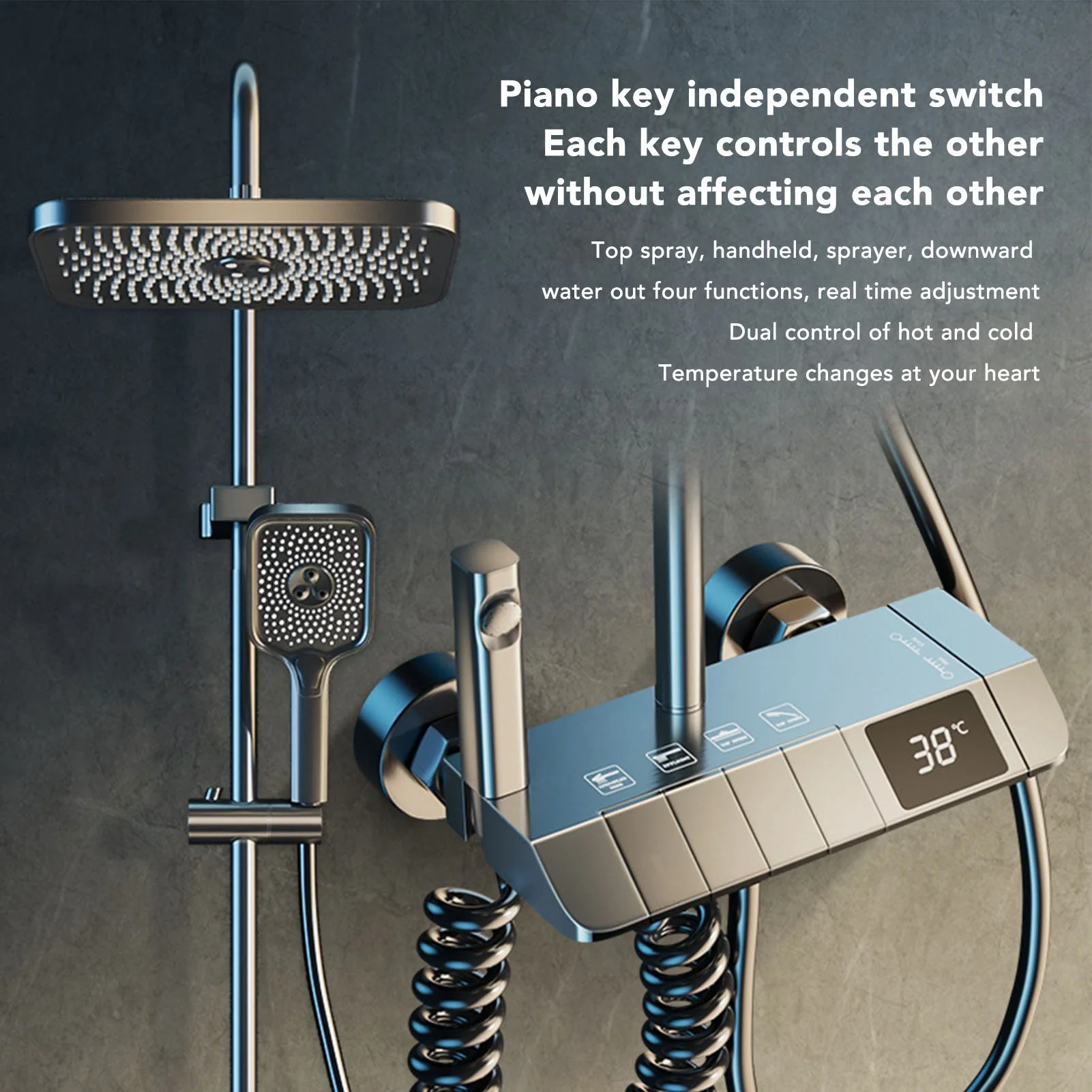 Multifunctional Bathroom Shower Head Set Push Button High Pressure Water Flow  Must Have For Home Bathrooms