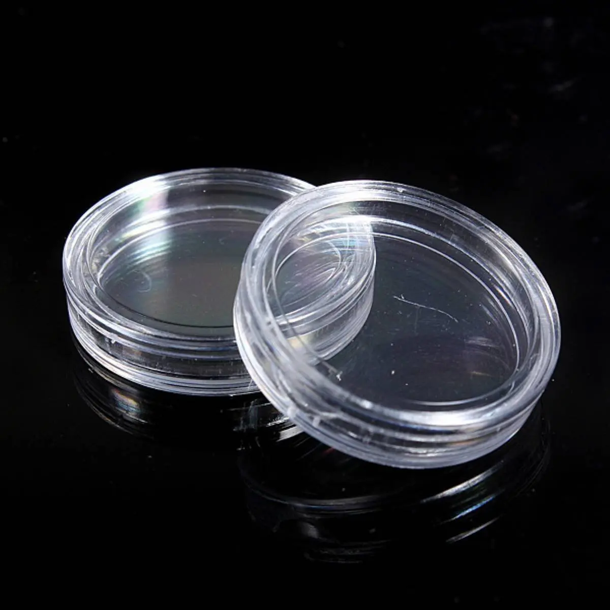 10 pcs Small round transparent plastic coin capsules box 35mm