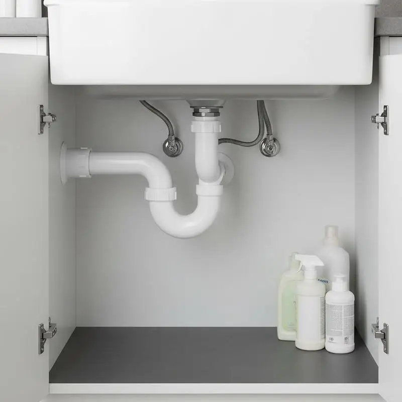 

Sink Waste Trap 1-1/2 Inch For Kitchen Bathroom Sewer, PP Plastic Pipe Kit Threaded Adapter TPU Washers White Under Sink Drainage System
