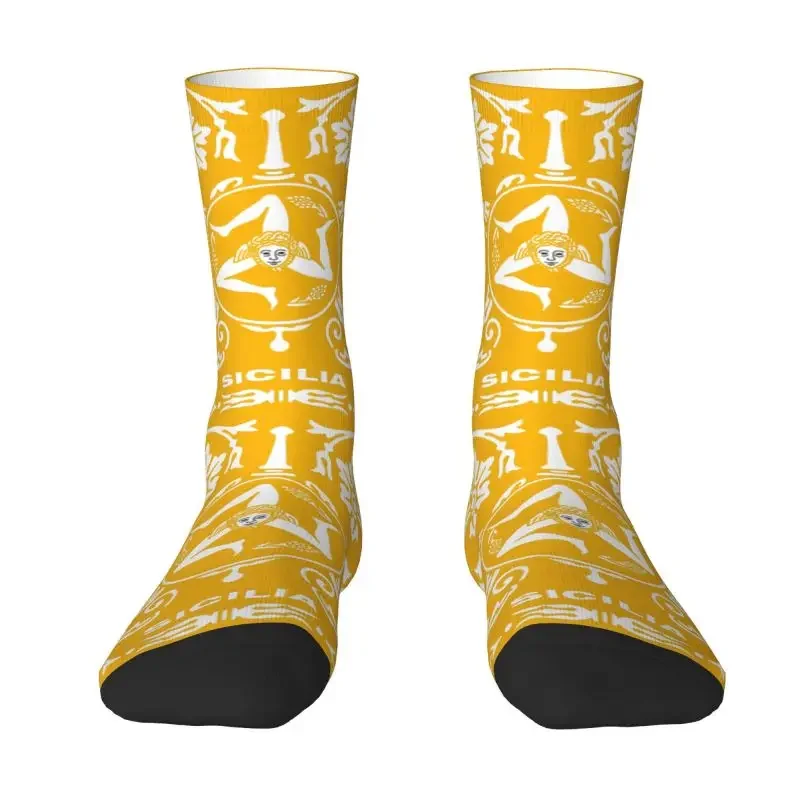 Classic Sicily Sicilia Trinacria Dress Socks Men's Women's Warm Fashion Novelty Crew Socks