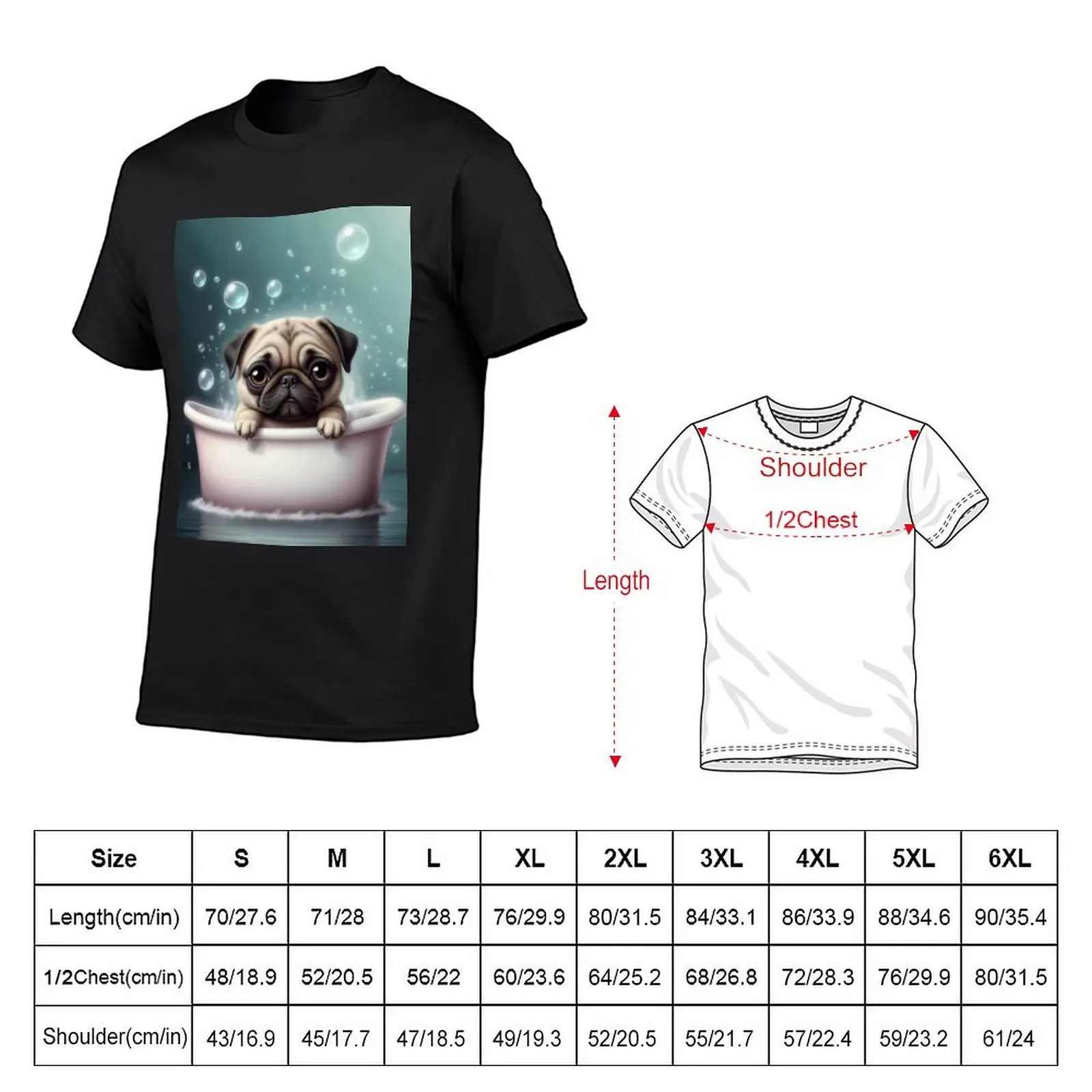 Bathing Pug T-Shirt cute tops new edition Aesthetic clothing mens white t shirts