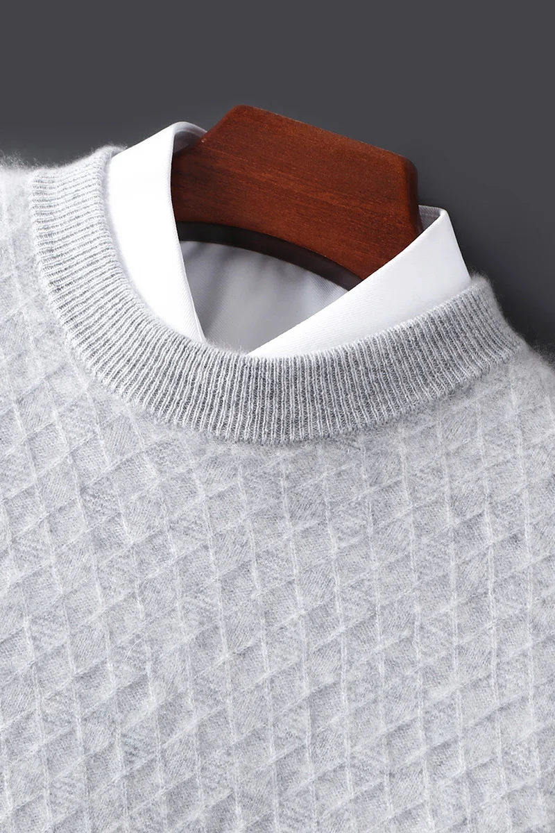 Autumn and winter 100% pure cashmere sweater men's round neck thick pullover high-end business sweater casual shirt.