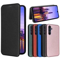 For Samsung Galaxy A16 M16 F16 M56 A07 A17 5G Luxury Flip Carbon Fiber Skin Magnetic Adsorption Case For SamsungA16 Phone Bag