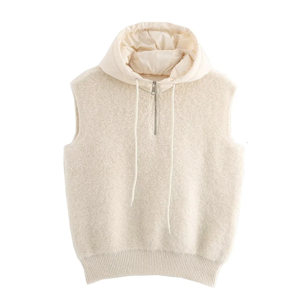 Autumn new fashionable women\'s clothingcasual and elegant design European and American style hooded knitted vest