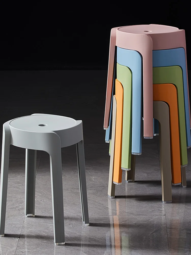 

Stools: home modern and simple living room, dining table and chairs, creative high stools, stackable windmills, plastic stools