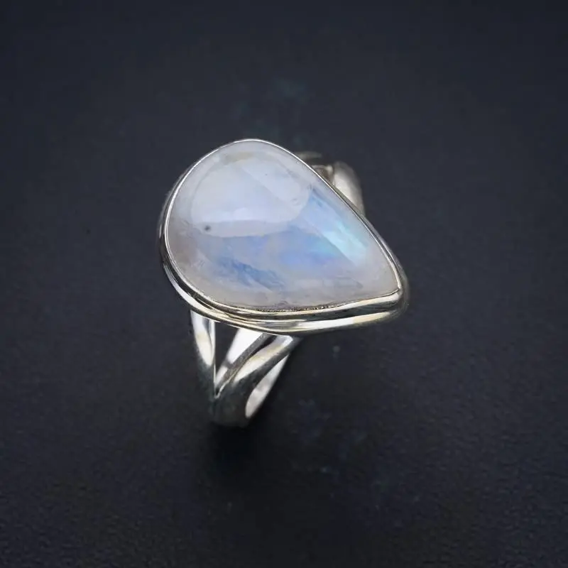 StarGems® Natural Moonstone Handmade 925 Sterling Silver Ring 9.75 F0660