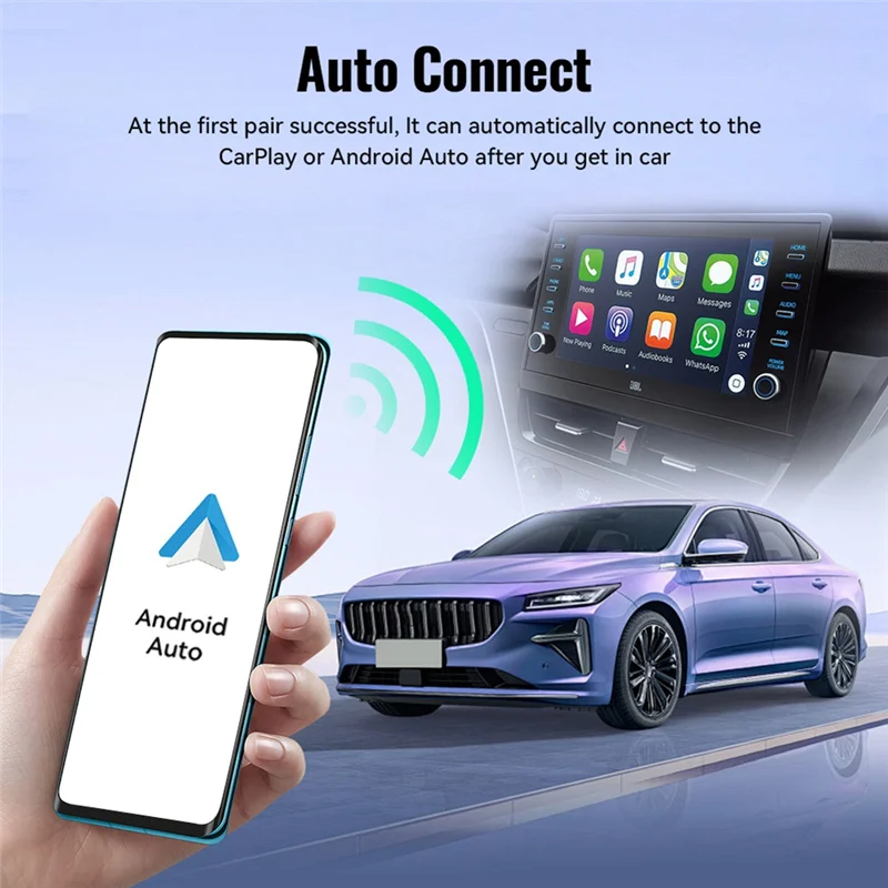 BTLIFE-2In1 Carplay sem fio e Android Auto Box Conexão automática estável e rápida BT Wifi Fácil de operar Plug & Play AI Carplay Box