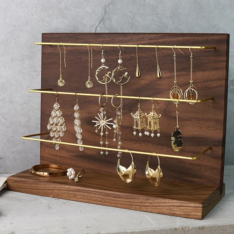 Walnut earrings jewelry storage display stand, earrings shooting props, window jewelry display