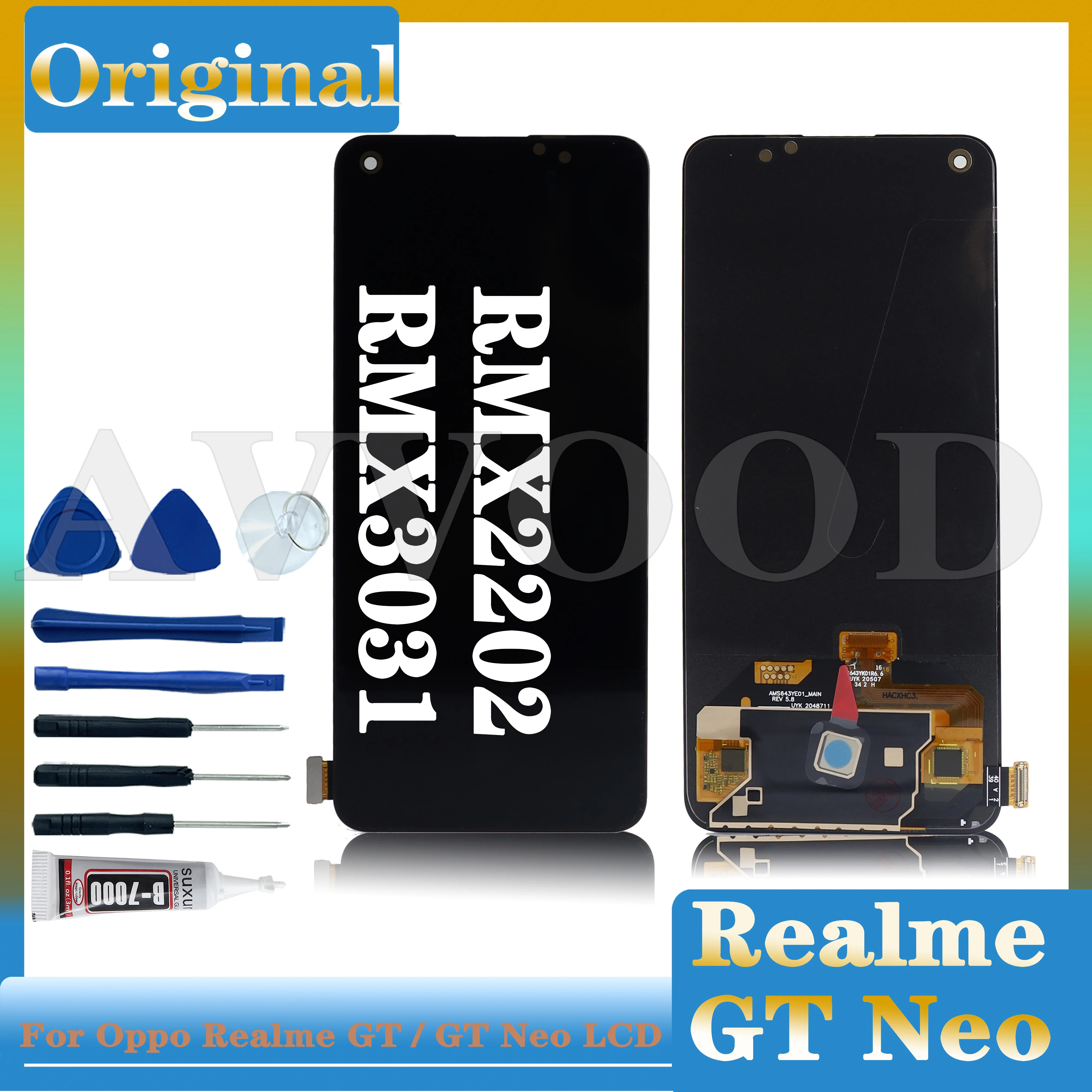 For OPPO Realme LCD Display Touch Screen Digitizer Assembly, AMOLED for Realme GT 5G, RMX2202, GT Neo RMX3031