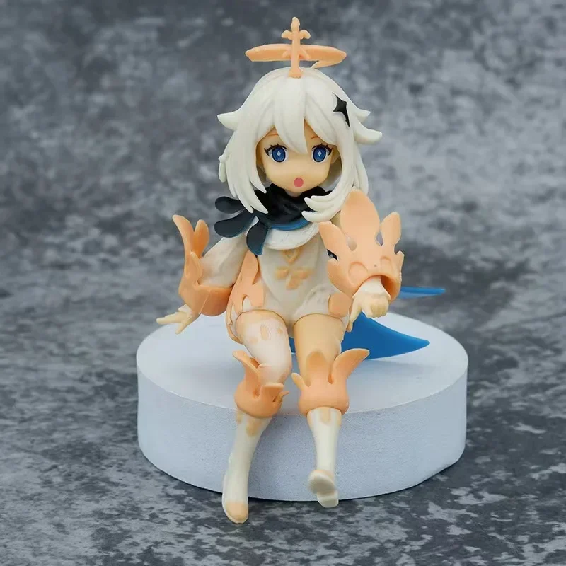 Anime Genshin Impact Action Figure Pvc Toy 12cm Paimon Figure Sitting Position Collectible Model Doll