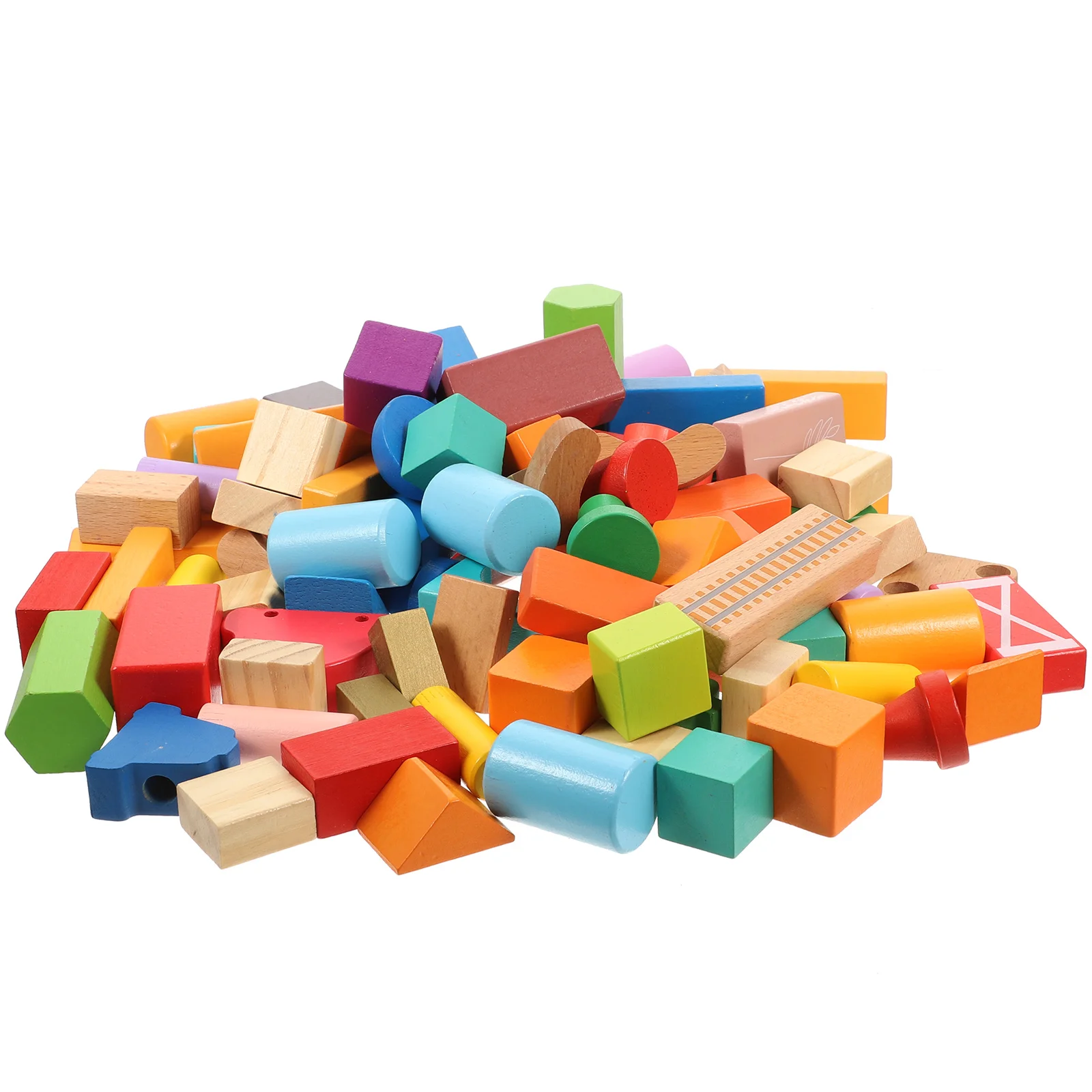 100 pezzi di blocchi educativi per bambini piccoli blocchi geometrici creativi per bambini apprendimento in età prescolare grande in legno